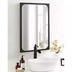 Kirklands Home Rounded Rectangle Wall Mirror Black