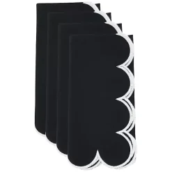 Kirklands Home Scalloped Edge Napkins, Set of 4 Black Online