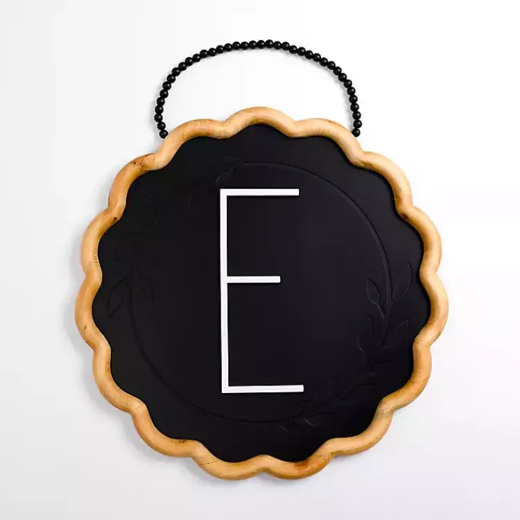 Kirklands Home Black Scalloped Monogram E Wall Plaque New