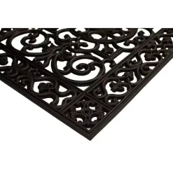 Kirklands Home Scroll Border Rubber Doormat, 41x17 in. Black Outlet