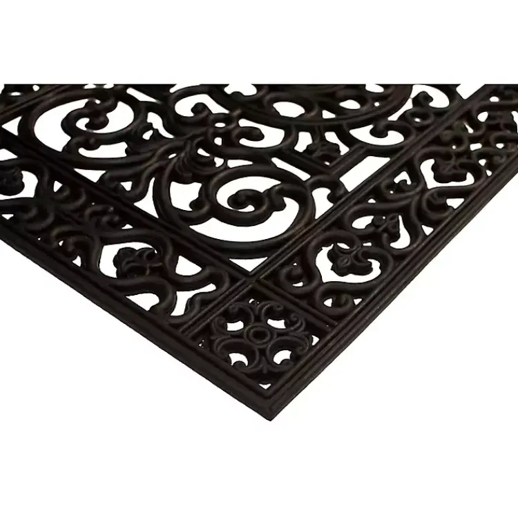 Kirklands Home Scroll Border Rubber Doormat, 36x24 Black Clearance