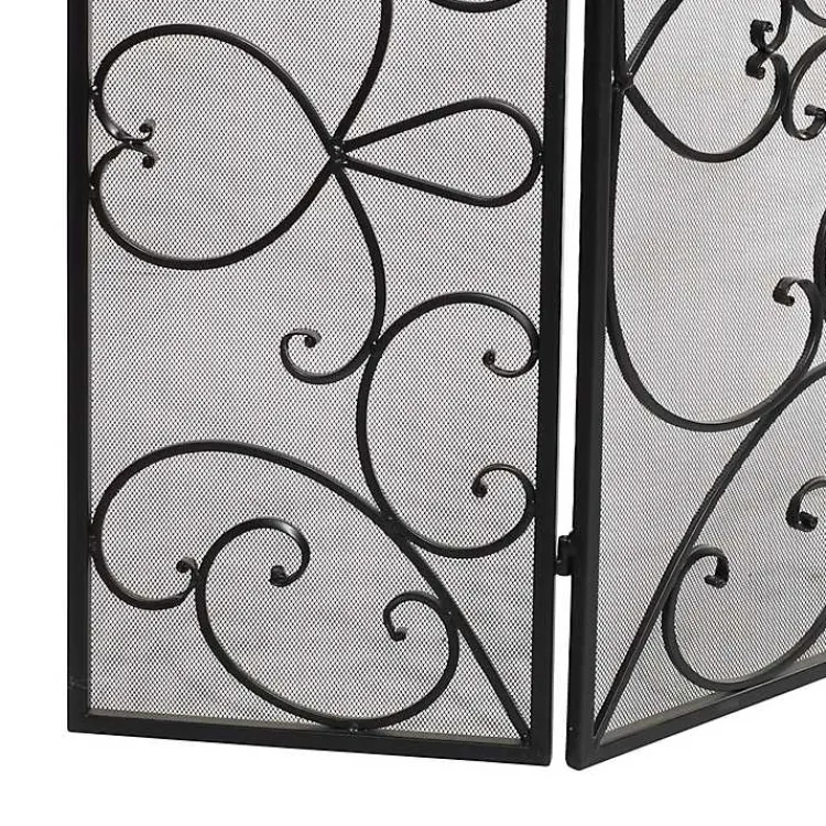 Fireplace Accessories>Kirklands Home Black Scroll Work Metal Fireplace Screen