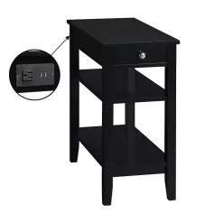 Kirklands Home 2-Shelf Charging Accent Table Black Best