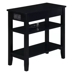 Kirklands Home 2-Shelf Charging Accent Table Black Best