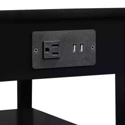 Kirklands Home 2-Shelf Charging Accent Table Black Best