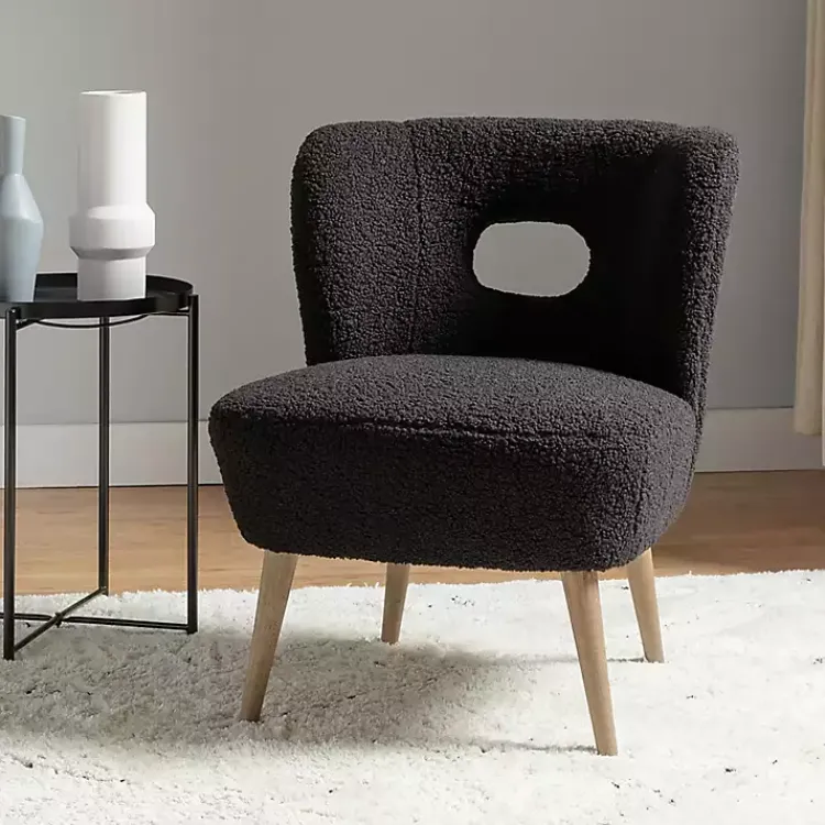 Kirklands Home Sherpa Barrel Accent Chair Black