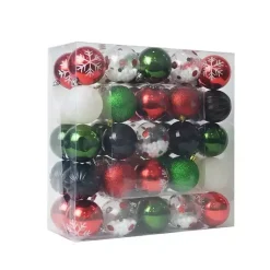 Christmas Ornaments>Kirklands Home Black Shiny Matte Frosted 40-pc. Ornament Set Red