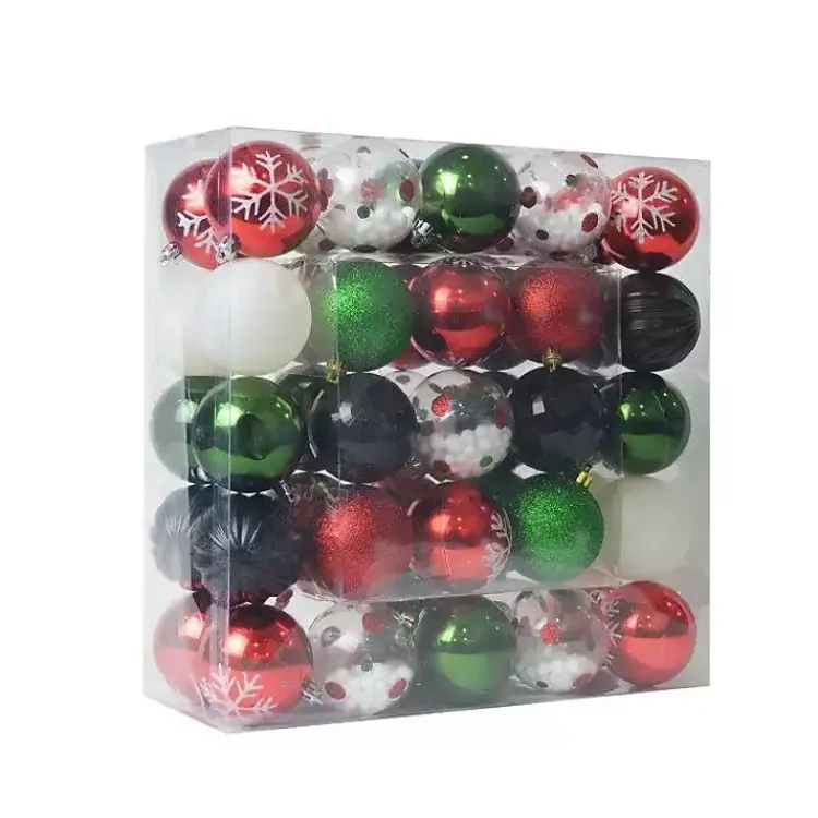 Christmas Ornaments>Kirklands Home Black Shiny Matte Frosted 40-pc. Ornament Set Red