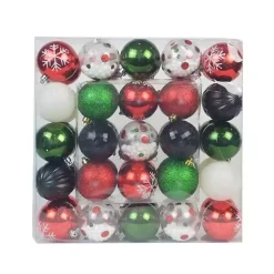 Christmas Ornaments>Kirklands Home Black Shiny Matte Frosted 40-pc. Ornament Set Red
