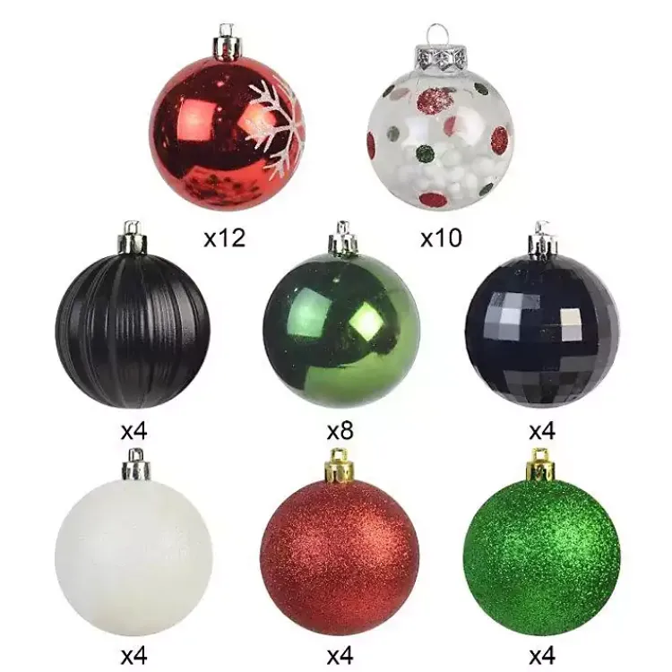Christmas Ornaments>Kirklands Home Black Shiny Matte Frosted 40-pc. Ornament Set Red