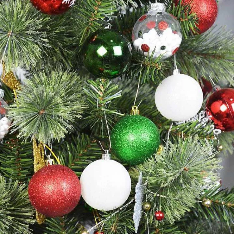 Christmas Ornaments>Kirklands Home Black Shiny Matte Frosted 40-pc. Ornament Set Red