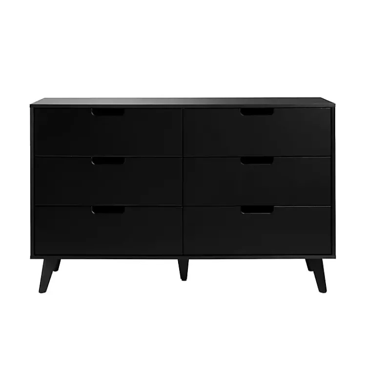 Kirklands Home Simple Grooved Handle 6-Drawer Dresser Black New
