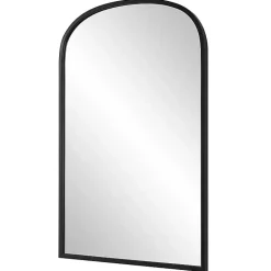 Kirklands Home Black Simple Round Top Wall Mirror Outlet