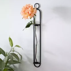 Kirklands Home Black Singular Glass Wall Budvase New