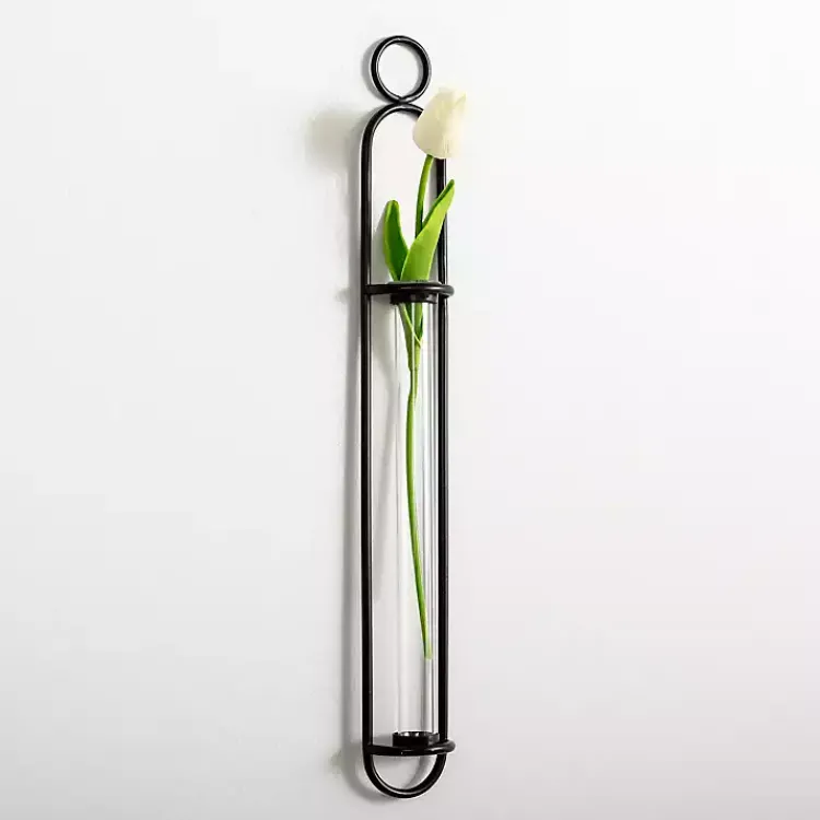 Kirklands Home Black Singular Glass Wall Budvase New