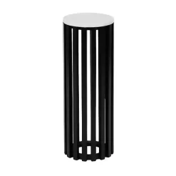 Kirklands Home Black Slatted Marble Payton Accent Table White Clearance