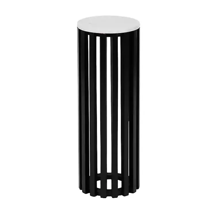 Kirklands Home Black Slatted Marble Payton Accent Table White Clearance