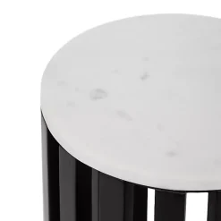Kirklands Home Black Slatted Marble Payton Accent Table White Clearance