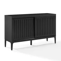 Kirklands Home Slatted Sliding Door Sideboard Black Clearance