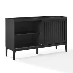 Kirklands Home Slatted Sliding Door Sideboard Black Clearance
