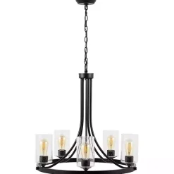 Kirklands Home Sloped Round Adjustable Chandelier Black Clearance
