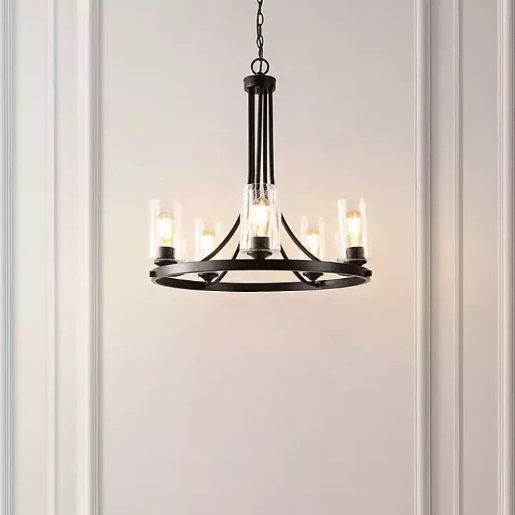 Kirklands Home Sloped Round Adjustable Chandelier Black Clearance