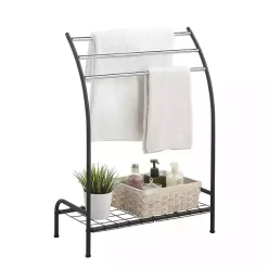 Kirklands Home Steel 3-Bar Standing Towel Rack Black Discount