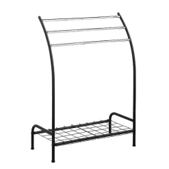 Kirklands Home Steel 3-Bar Standing Towel Rack Black Discount