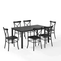 Kirklands Home Steel Farmhouse 7-pc. Outdoor Dining Set Black Clearance