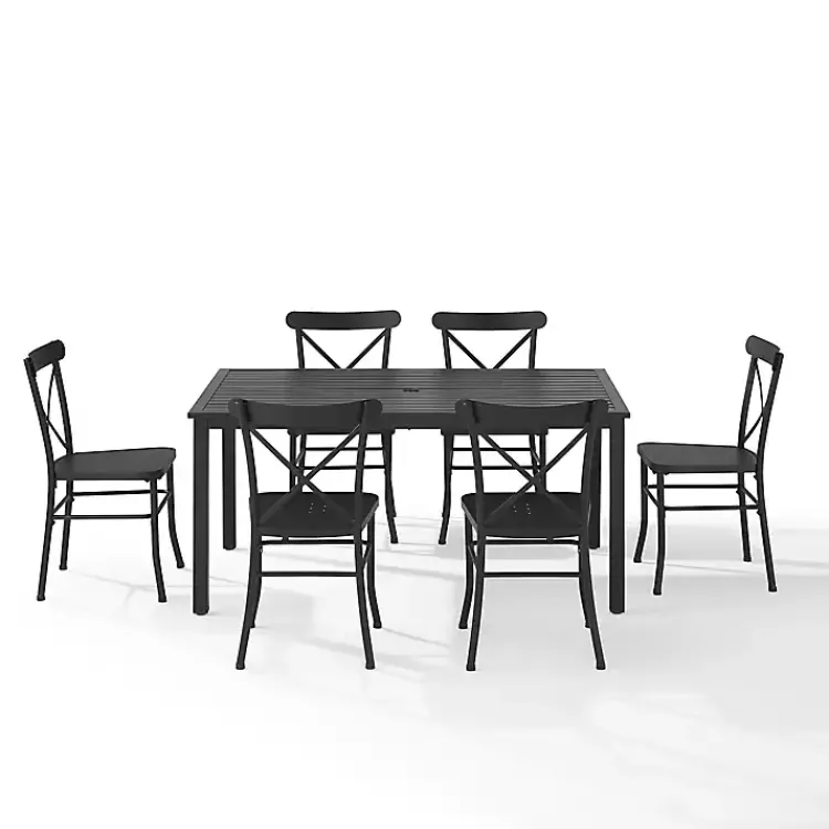 Kirklands Home Steel Farmhouse 7-pc. Outdoor Dining Set Black Clearance