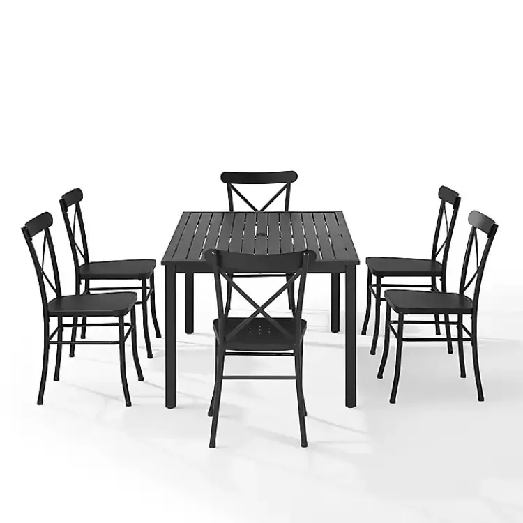 Kirklands Home Steel Farmhouse 7-pc. Outdoor Dining Set Black Clearance