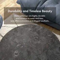 Kirklands Home Stone and Metal Geometric Coffee Table Black Best