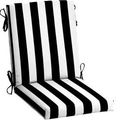 Kirklands Home Stripe Luxe Outdoor Dining Chair Cushion Black Outlet