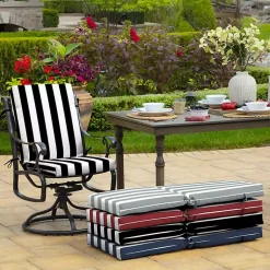 Kirklands Home Stripe Luxe Outdoor Dining Chair Cushion Black Outlet