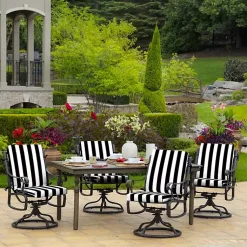 Kirklands Home Stripe Luxe Outdoor Dining Chair Cushion Black Outlet