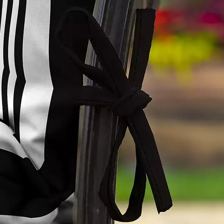 Kirklands Home Stripe Luxe Outdoor Dining Chair Cushion Black Outlet