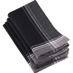Kirklands Home Striped Border Cotton Napkins, Set of 4 Black Discount