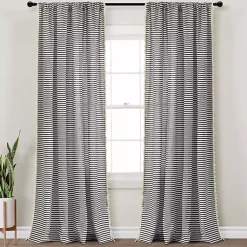 Kirklands Home Black Striped Tassel Curtain Panel Set, 84 in. Best