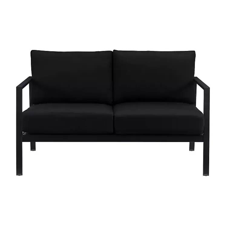 Kirklands Home Sunbrella Cushions Holland Outdoor Loveseat Black Clearance