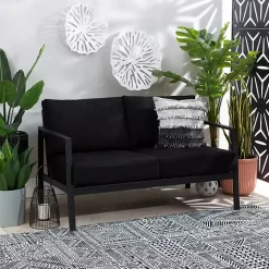 Kirklands Home Sunbrella Cushions Holland Outdoor Loveseat Black Clearance