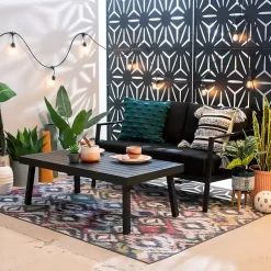 Kirklands Home Sunbrella Cushions Holland Outdoor Loveseat Black Clearance