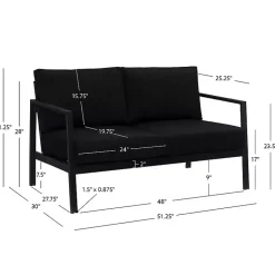 Kirklands Home Sunbrella Cushions Holland Outdoor Loveseat Black Clearance