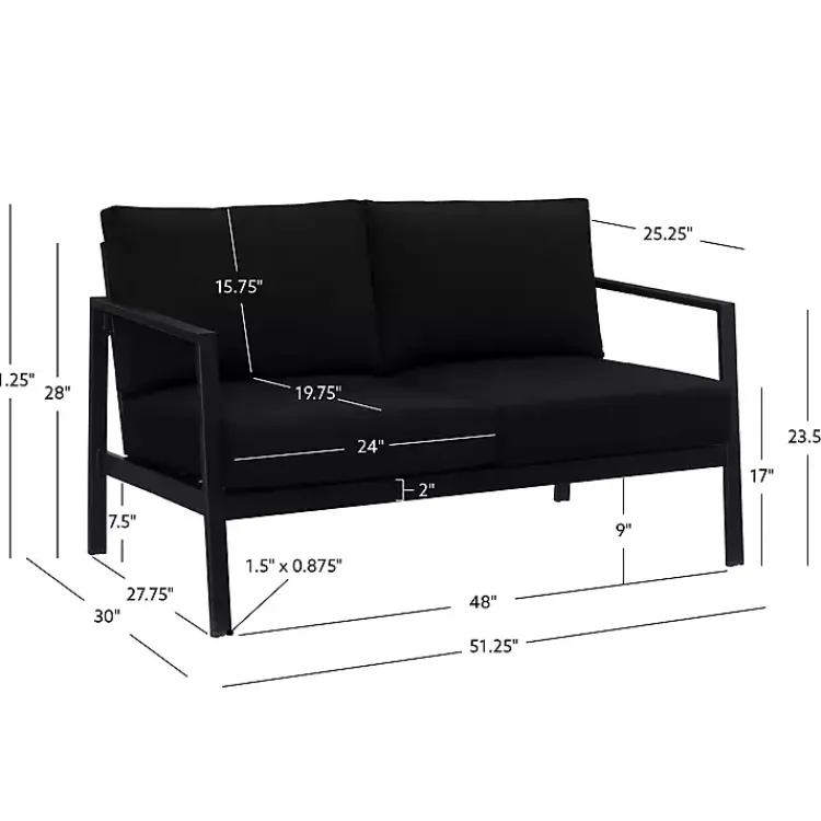 Kirklands Home Sunbrella Cushions Holland Outdoor Loveseat Black Clearance