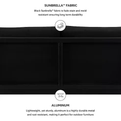 Kirklands Home Sunbrella Cushions Holland Outdoor Loveseat Black Clearance