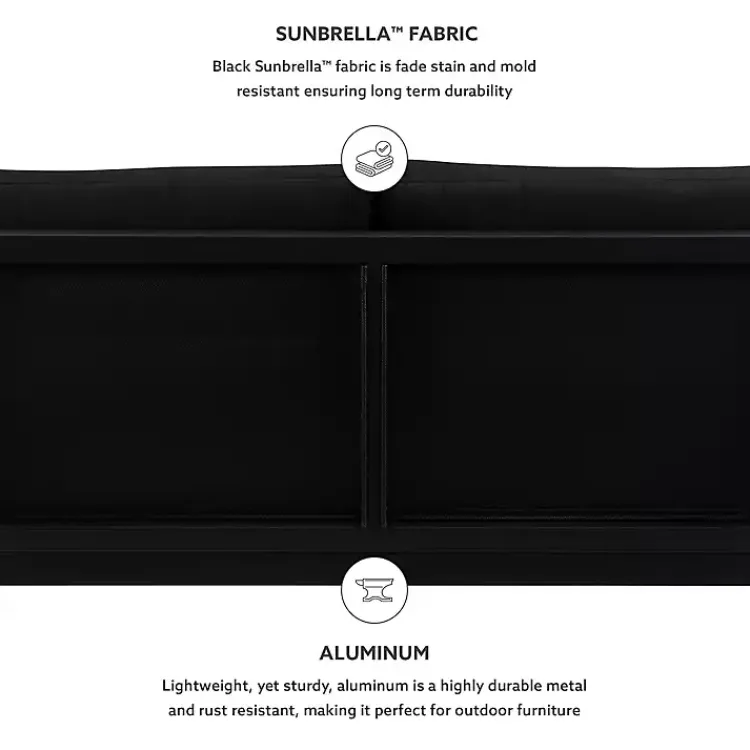 Kirklands Home Sunbrella Cushions Holland Outdoor Loveseat Black Clearance