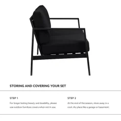 Kirklands Home Sunbrella Cushions Holland Outdoor Loveseat Black Clearance