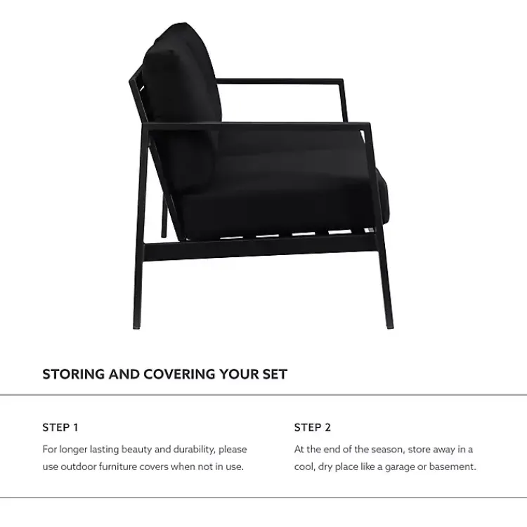 Kirklands Home Sunbrella Cushions Holland Outdoor Loveseat Black Clearance