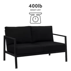Kirklands Home Sunbrella Cushions Holland Outdoor Loveseat Black Clearance