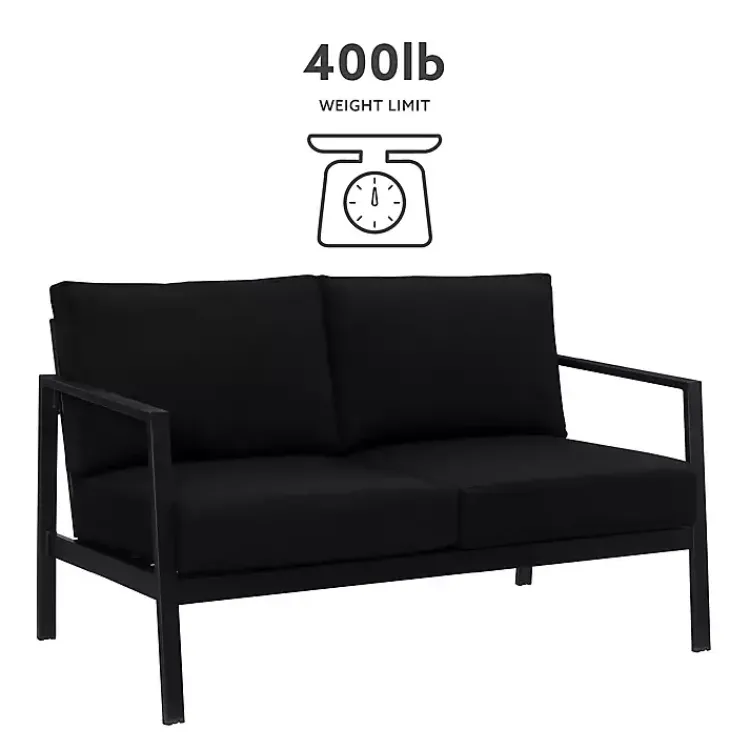 Kirklands Home Sunbrella Cushions Holland Outdoor Loveseat Black Clearance