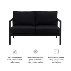 Kirklands Home Sunbrella Cushions Holland Outdoor Loveseat Black Clearance